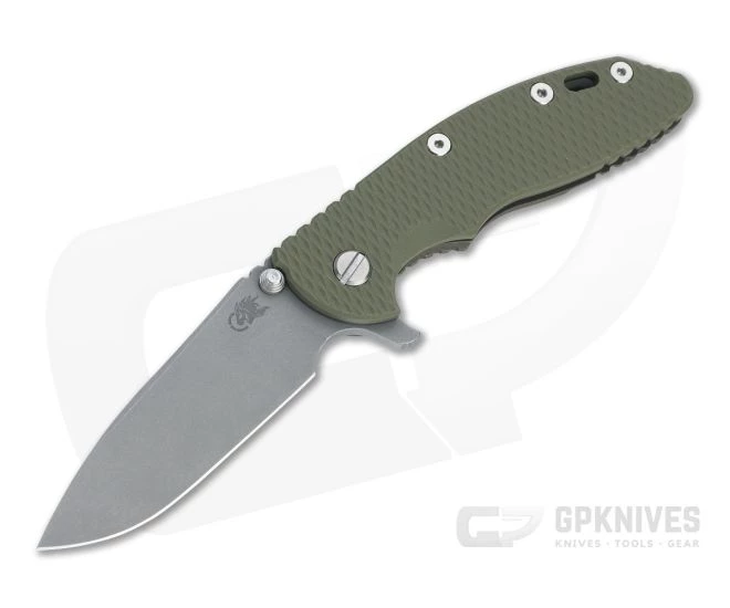 Hinderer Knives XM-18 3.5" Slicer Working Finish 20CV OD Green G10 Battle Bronze Ti Tri-Way Flipper 1219 3 Hinderer Knives XM-18 3.5" Slicer Working Finish 20CV OD Green G10 Battle Bronze Ti Tri-Way Flipper 1219