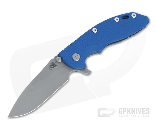 Hinderer Knives XM-18 3.5" Slicer Working Finish 20CV Blue G10 Battle Blue Ti Tri-Way Flipper 1220 3 Hinderer Knives XM-18 3.5" Slicer Working Finish 20CV Blue G10 Battle Blue Ti Tri-Way Flipper 1220