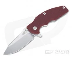 Hinderer Knives Jurassic Spear Point Stonewashed 20CV Red G10 Tri-Way Pivot Flipper 1225