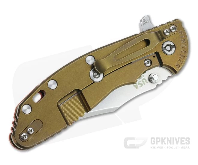 Hinderer XM-24 Bowie 20CV Orange G10 Stonewashed Bronze Tri-Way Pivot Flipper 1312 4 Hinderer XM-24 Bowie 20CV Orange G10 Stonewashed Bronze Tri-Way Pivot Flipper 1312 - Image 2