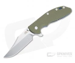 Hinderer XM-24 Bowie 20CV OD Green G10 Stonewashed Blue Tri-Way Pivot Flipper 1326