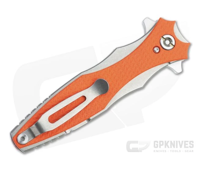 Hinderer Maximus Flipper Bayonet Stonewashed 20CV Orange G10 Tri-Way Folder 1351 4 Hinderer Maximus Flipper Bayonet Stonewashed 20CV Orange G10 Tri-Way Folder 1351 - Image 2