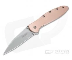 Kershaw Knives Leek Stonewashed CPM-154 Raw Copper Assisted Flipper 1660CU