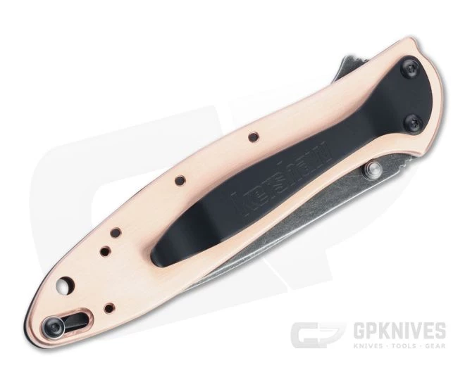 Kershaw Knives Leek Blackwash CPM-154 Raw Copper Assisted Flipper 1660CUBW 4 Kershaw Knives Leek Blackwash CPM-154 Raw Copper Assisted Flipper 1660CUBW - Image 2