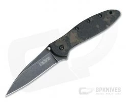 Kershaw Leek Digital Brown Camo BlackWash Blade Assisted Flipper 1660DEB