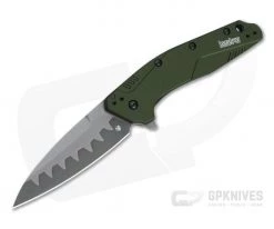 Kershaw Dividend Stonewashed CPM-D2 Composite Olive Green Assisted Flipper 1812OLCB