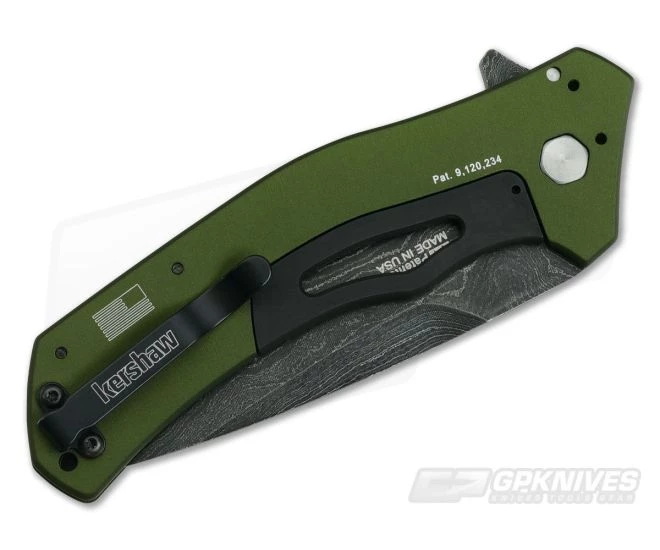Kershaw Knockout Olive Handle Damascus Blade 1870OLDAM 4 Kershaw Knockout Olive Handle Damascus Blade 1870OLDAM - Image 2