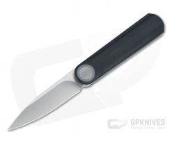 WE Knives Eidolon Drop Point Stonewashed 20CV Integral Black G10 Front Flipper 19074A-B