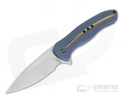 WE Knives Kitefin Milled Gold Groove S35VN Blue Titanium Frame Lock Flipper 2001F