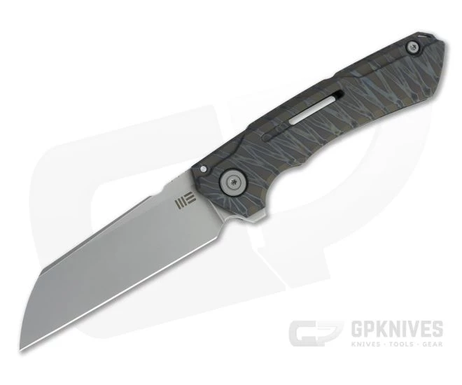 WE Knives x Snecx Mini Buster Flipper Bead Blasted 20CV Tiger Stripe Flamed Titanium Folder 2003C 3 WE Knives x Snecx Mini Buster Flipper Bead Blasted 20CV Tiger Stripe Flamed Titanium Folder 2003C