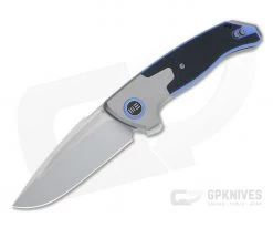 WE Knives x Elishewitz Press Check Drop Point Bead Blast 20CV Blue/Black G10 Titanium Flipper WE20078B-2