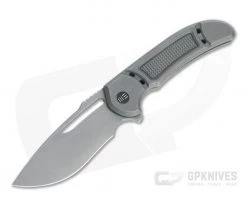 WE Knives 2007B Minax Recurve Stonewashed 20CV Gray Titanium Frame Lock Flipper