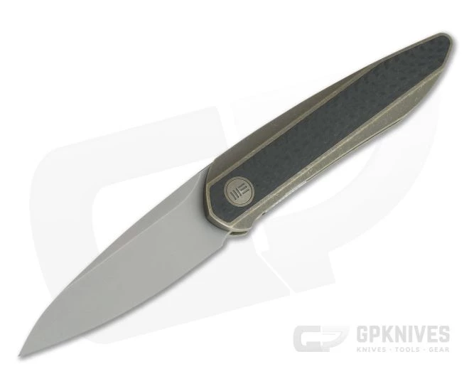 WE Knives 2010A Black Void Opus Stonewashed 20CV Carbon Fiber Bronze Titanium Front Flipper 3 WE Knives 2010A Black Void Opus Stonewashed 20CV Carbon Fiber Bronze Titanium Front Flipper