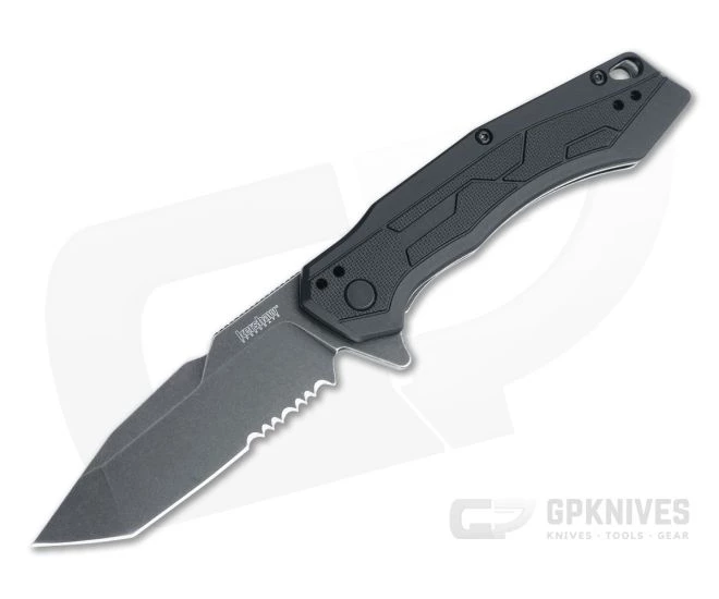 Kershaw Analyst BlackWash Serrated Tanto Black GFN Assisted Liner Lock Flipper 2062ST 3 Kershaw Analyst BlackWash Serrated Tanto Black GFN Assisted Liner Lock Flipper 2062ST