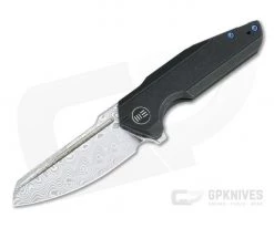 WE Knives Starhawk Flipper Damasteel Stonewashed Black Titanium Folder WE21017-DS1