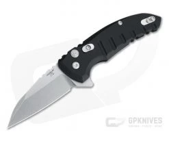 Hogue X1 MicroFlip Tumbled Wharncliffe Black Aluminum Button Lock Flipper 24160