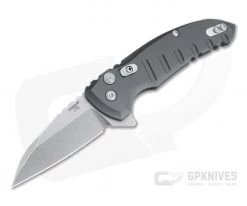 Hogue X1 MicroFlip Tumbled Wharncliffe Gray Aluminum Button Lock Flipper 24162