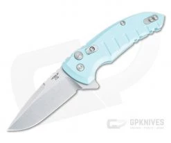 Hogue X1 MicroFlip Tumbled Drop Point Aquamarine Aluminum Button Lock Flipper 24173