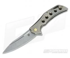 Olamic Cutlery Swish Flipper Bronze Stonewash Holes Ti Stonewash Elmax