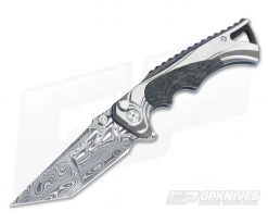 Brian Tighe 4" Tighe Fighter Splatter Ti Carbon Fiber Inlay Damasteel Tanto Point