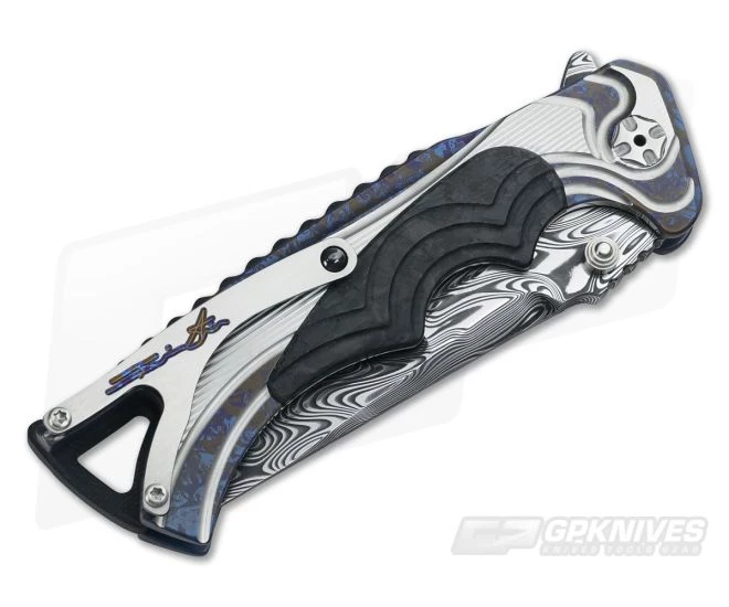 Brian Tighe 4" Tighe Fighter Splatter Ti Carbon Fiber Inlay Damasteel Tanto Point 4 Brian Tighe 4" Tighe Fighter Splatter Ti Carbon Fiber Inlay Damasteel Tanto Point - Image 2