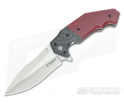 Randy Doucette Interceptor Red C-Tek and Carbon Fiber M390 Flipper