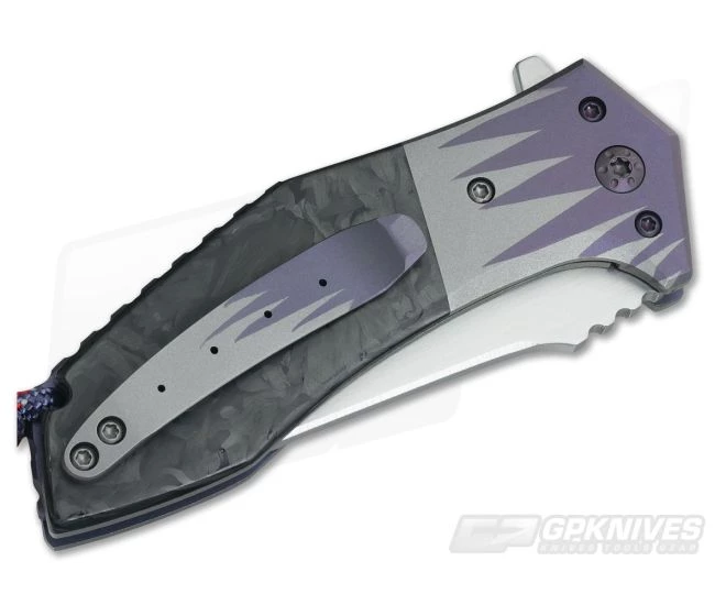 Randy Doucette Barricade Marbled Carbon Fiber Ti Bolsters Smoker Bead Flipper 4 Randy Doucette Barricade Marbled Carbon Fiber Ti Bolsters Smoker Bead Flipper - Image 2