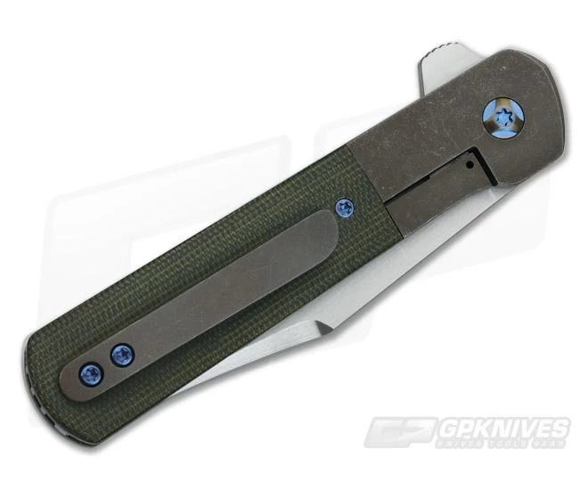 Enrique Pena Custom Barlow Clip Point Flipper Green Micarta 4 Enrique Pena Custom Barlow Clip Point Flipper Green Micarta - Image 2