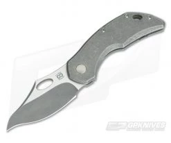 Olamic Cutlery Busker Vampo Stonewash Ti Two-Tone M390 Top Flipper