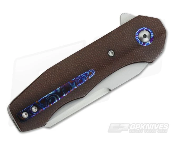 Chad Nell Custom MB-1 Wharncliffe Canvas Micarta Amoeba Timascus XHP Flipper 4 Chad Nell Custom MB-1 Wharncliffe Canvas Micarta Amoeba Timascus XHP Flipper - Image 2