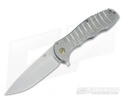 CJ Smith Custom F5 Titanium Frame Lock Flipper Bronze Hardware Tumbled CPM-154