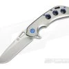 Olamic Cutlery Wayfarer 247T Orange Peel Blue 3-Hole Tanto Satin M390 Flipper
