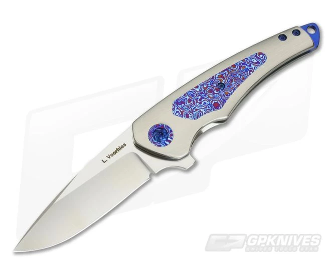 Les Voorhies Simplex Flipper Titanium Frame Lock Timascus Inlay CPM S35VN 3 Les Voorhies Simplex Flipper Titanium Frame Lock Timascus Inlay CPM S35VN