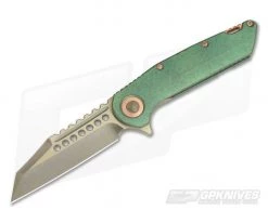 Marfione Custom Warhound Flipper Bronze M390 Antique Green Titanium #008