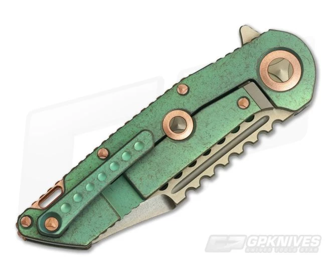 Marfione Custom Warhound Flipper Bronze M390 Antique Green Titanium #008 4 Marfione Custom Warhound Flipper Bronze M390 Antique Green Titanium #008 - Image 2