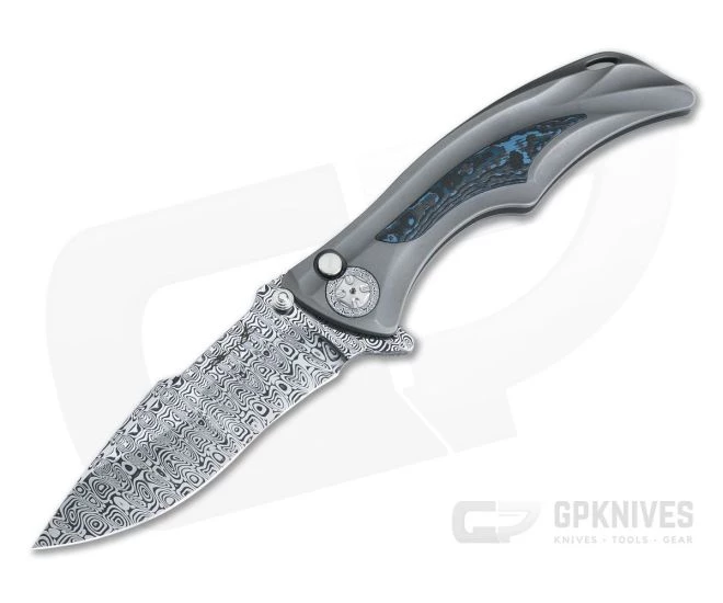 Brian Tighe Custom Tighe Down Damasteel Integral Titanium Blue FatCarbon Inlaid Flipper 3 Brian Tighe Custom Tighe Down Damasteel Integral Titanium Blue FatCarbon Inlaid Flipper