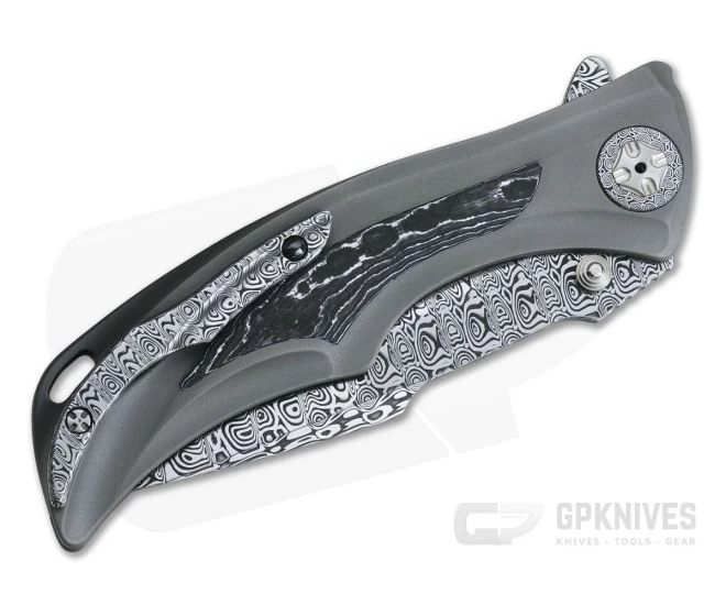 Brian Tighe Custom Tighe Down Damasteel Integral Titanium White Storm FatCarbon Inlaid Flipper 4 Brian Tighe Custom Tighe Down Damasteel Integral Titanium White Storm FatCarbon Inlaid Flipper - Image 2