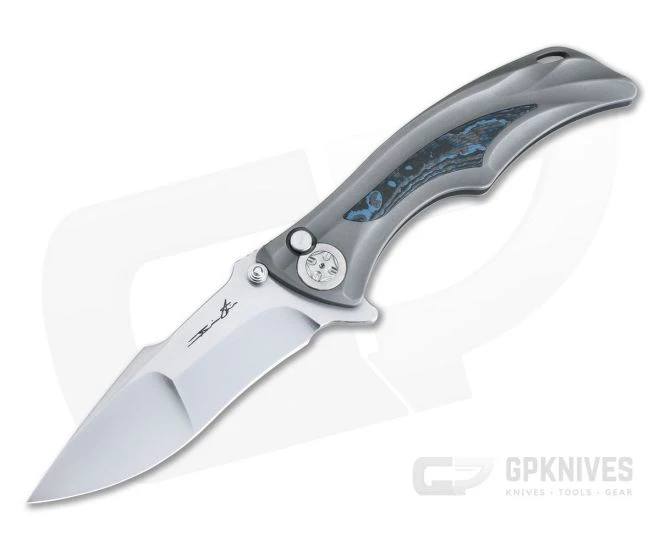 Brian Tighe Custom Tighe Down RWL-34 Integral Titanium Blue FatCarbon Inlaid Flipper 3 Brian Tighe Custom Tighe Down RWL-34 Integral Titanium Blue FatCarbon Inlaid Flipper