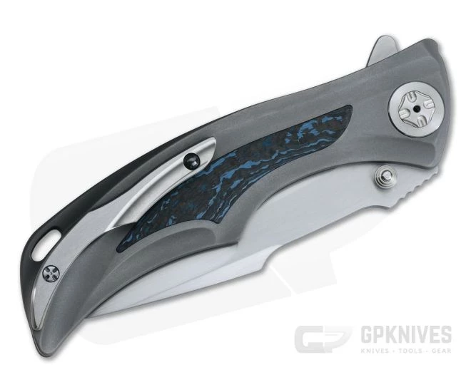 Brian Tighe Custom Tighe Down RWL-34 Integral Titanium Blue FatCarbon Inlaid Flipper 4 Brian Tighe Custom Tighe Down RWL-34 Integral Titanium Blue FatCarbon Inlaid Flipper - Image 2