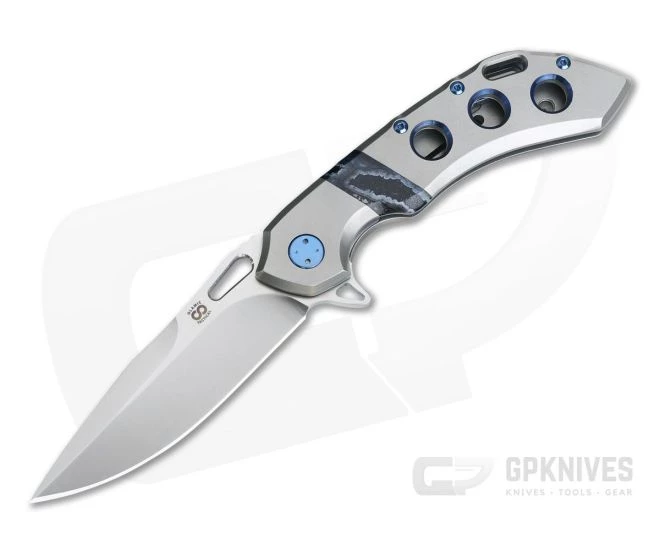 Olamic Cutlery Wayfarer 247 3-Hole Titanium Blue Mammoth Tooth Inlay Satin M390 Flipper 3 Olamic Cutlery Wayfarer 247 3-Hole Titanium Blue Mammoth Tooth Inlay Satin M390 Flipper
