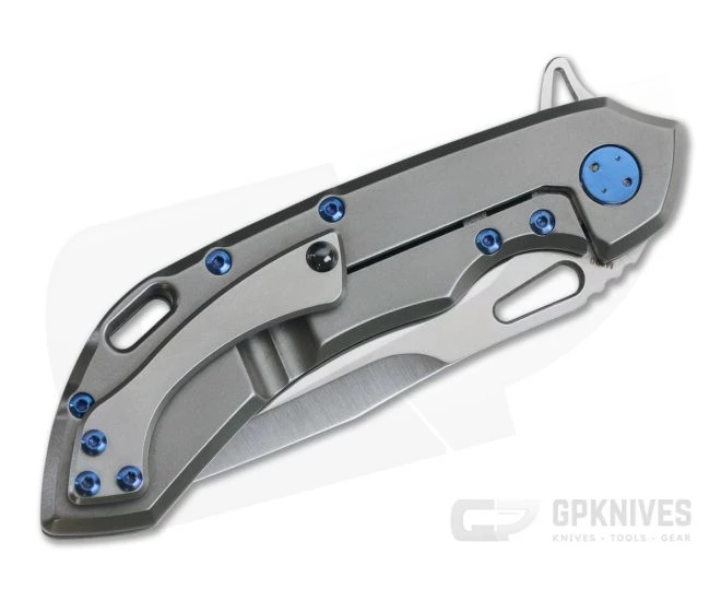 Olamic Cutlery Wayfarer 247 3-Hole Titanium Blue Mammoth Tooth Inlay Satin M390 Flipper 4 Olamic Cutlery Wayfarer 247 3-Hole Titanium Blue Mammoth Tooth Inlay Satin M390 Flipper - Image 2