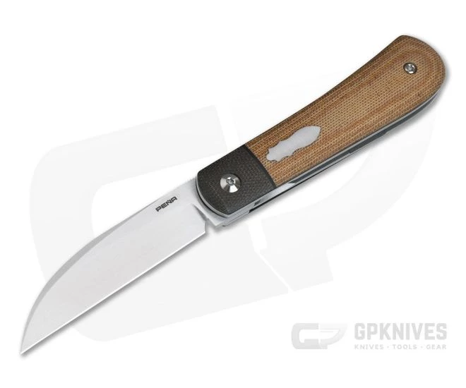Enrique Pena Custom Swayback Wharncliffe Top Flipper Bolstered Natural Micarta 3 Enrique Pena Custom Swayback Wharncliffe Top Flipper Bolstered Natural Micarta