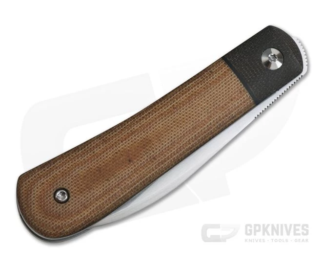 Enrique Pena Custom Swayback Wharncliffe Top Flipper Bolstered Natural Micarta 4 Enrique Pena Custom Swayback Wharncliffe Top Flipper Bolstered Natural Micarta - Image 2