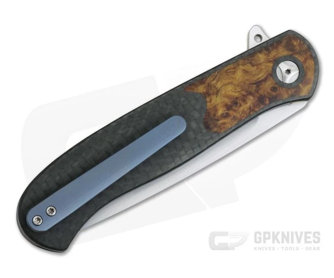 Burger Custom Atlas Plus Spalted Oak Burl LVA Carbon Fiber M390 Flipper 4170 4 Burger Custom Atlas Plus Spalted Oak Burl LVA Carbon Fiber M390 Flipper 4170 - Image 2