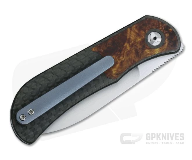 Burger Custom EXK Plus Carbon Fiber Maple Burl Satin M390 IKBS Top Flipper 4 Burger Custom EXK Plus Carbon Fiber Maple Burl Satin M390 IKBS Top Flipper - Image 2