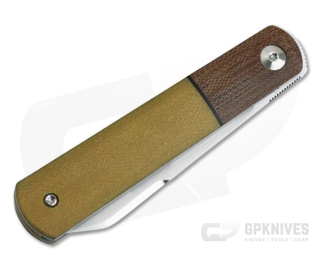 Enrique Pena Custom Barlow Spear Point Bolstered Butterscotch Canvas Micarta Front Flipper 4201 4 Enrique Pena Custom Barlow Spear Point Bolstered Butterscotch Canvas Micarta Front Flipper 4201 - Image 2