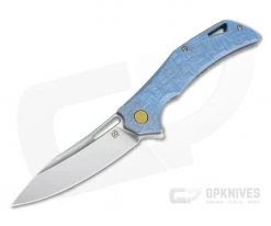 Olamic Cutlery Swish Flipper Blue Bronze Experimental Hand Textured Titanium Satin Elmax 4222