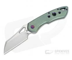 Olamic Cutlery Whippersnapper Wharncliffe Satin 20CV Tumbled Rainforest Finshed Titanium Top Flipper 4251