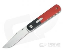 Enrique Pena Custom Barlow Clip Point Bolstered Blood Orange Crosscut Micarta Front Flipper 4255