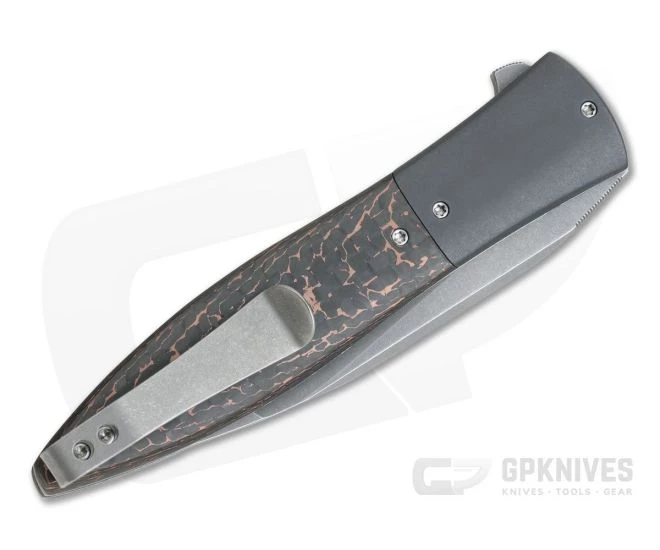 Brad Zinker Custom Flarehawk LLF Stonewashed CPM 154 Zirc Bolsters Copper Snakeskin FatCarbon Flipper 4298 4 Brad Zinker Custom Flarehawk LLF Stonewashed CPM 154 Zirc Bolsters Copper Snakeskin FatCarbon Flipper 4298 - Image 2